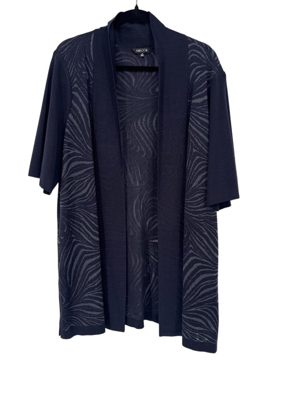 Misook Womens Knit Open Front Cardigan sweater Navy Size1X plus 1/2 sleeve